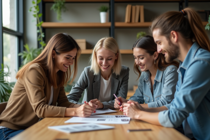 Groupe de professionnels autour d'une table en réunion