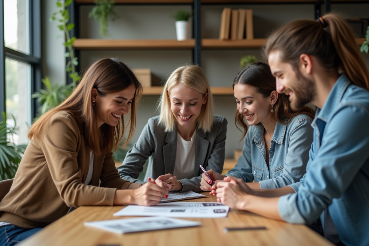 Groupe de professionnels autour d'une table en réunion