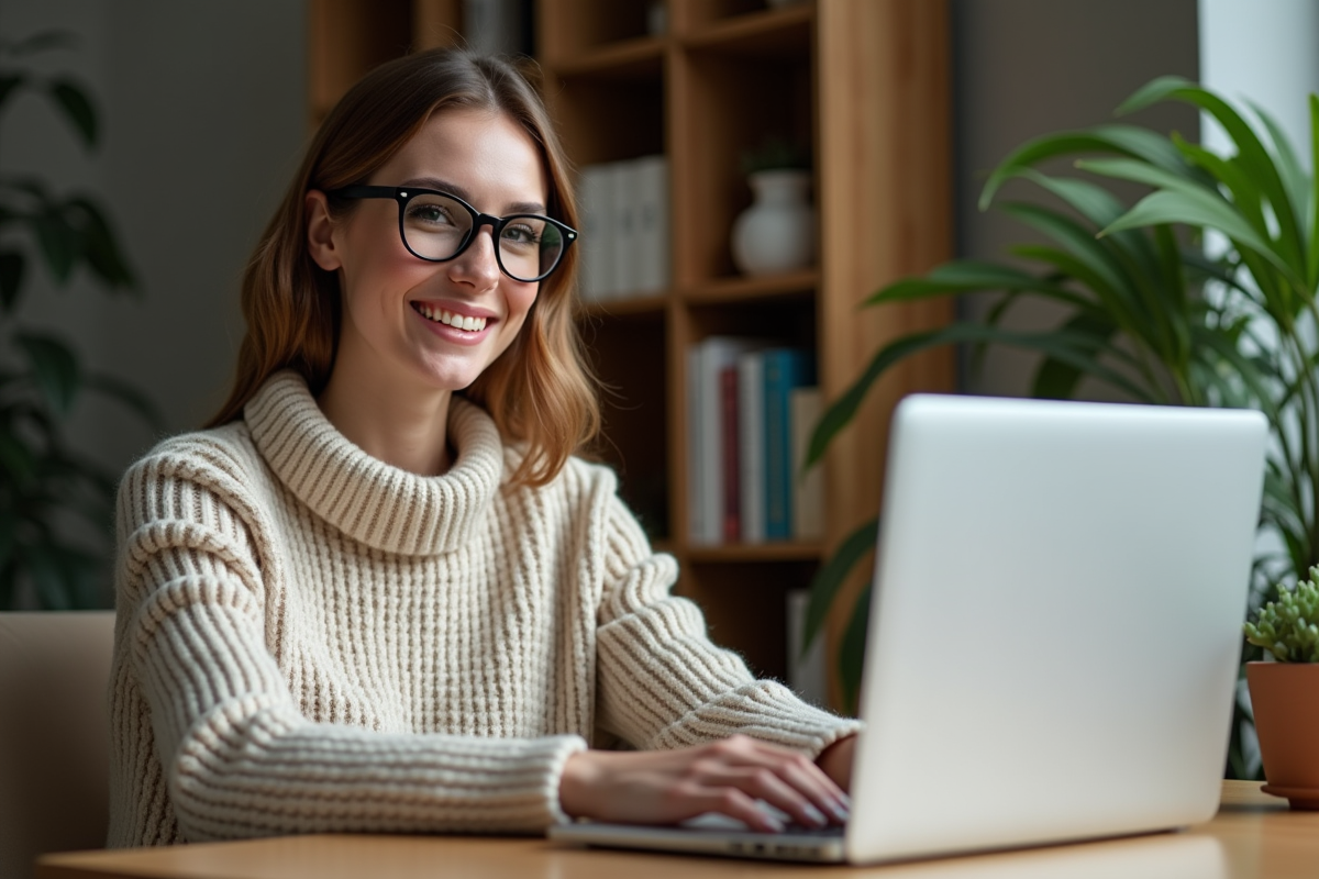 Jeune femme professionnelle souriante au bureau