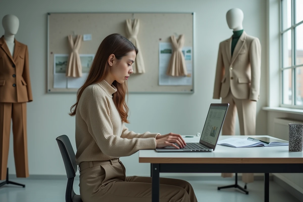 Jeune étudiante en mode utilisant un logiciel de design 3D