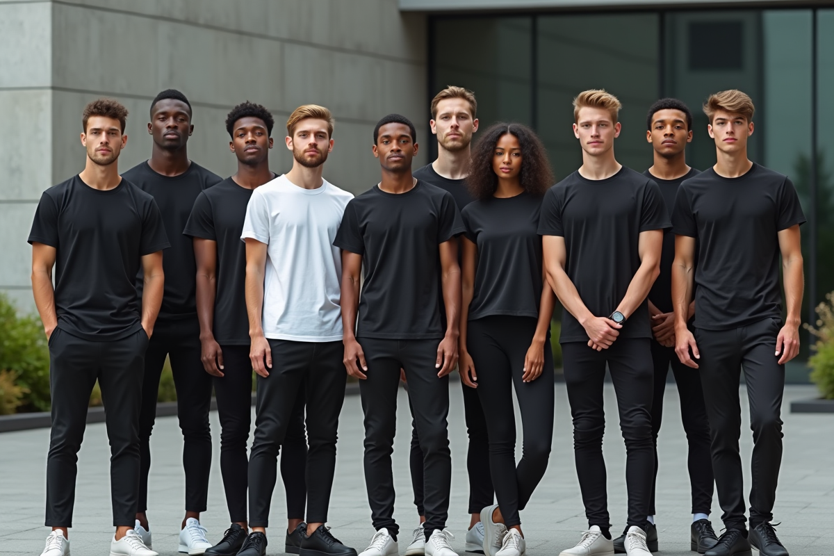 Groupe de modèles divers en extérieur dans un environnement urbain