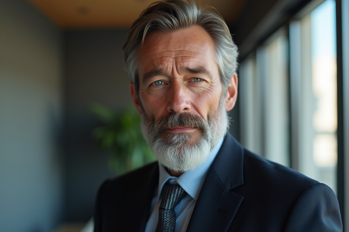 Homme mature en costume élégant dans un intérieur moderne