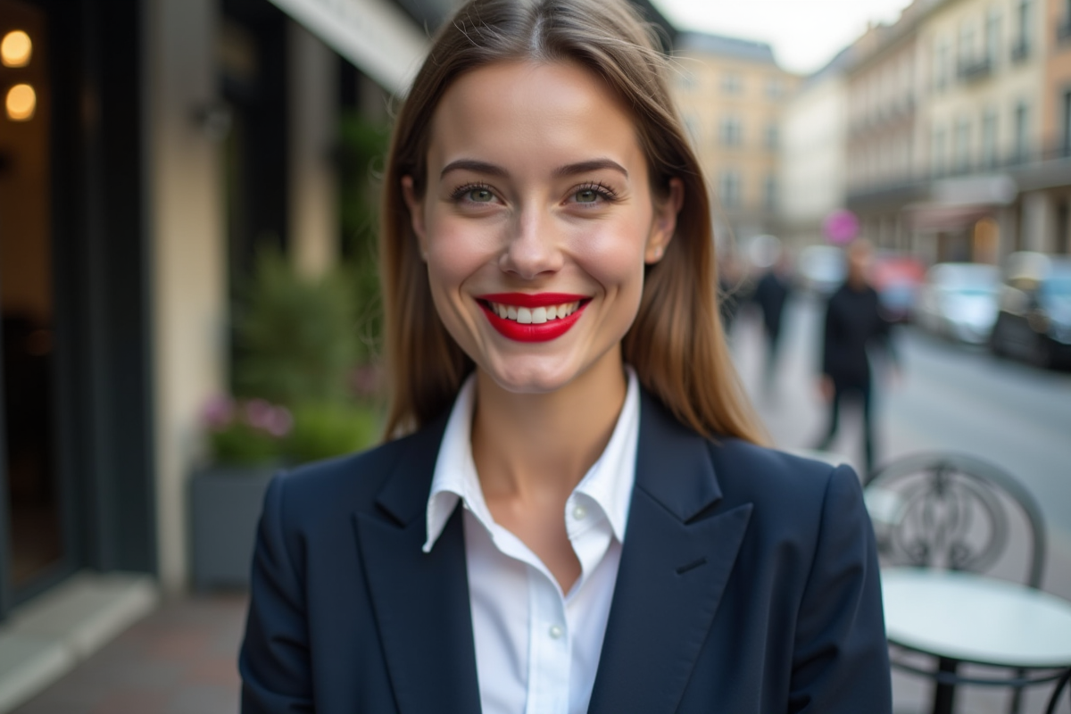 Jeune femme professionnelle souriante en extérieur