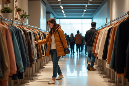 Groupe de jeunes adultes dans un magasin moderne