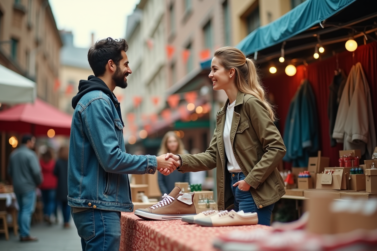 Partenaires souriants lors du lancement en extérieur