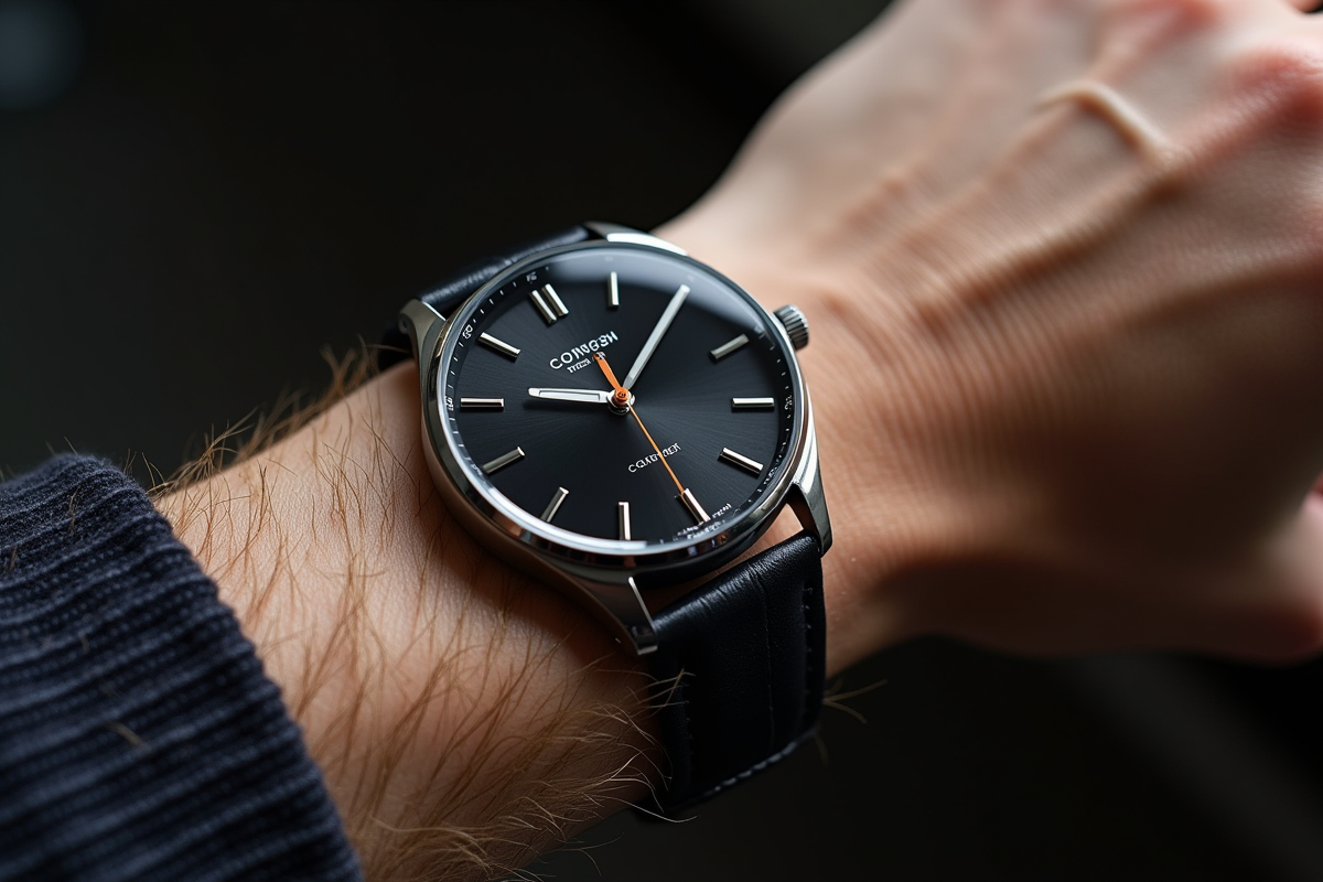 Poignet d'une personne élégante portant une montre argentée 38 mm