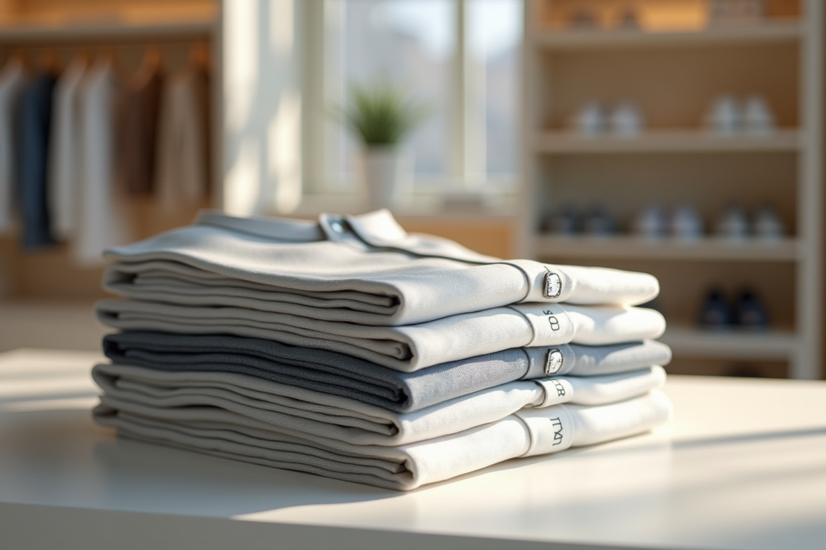 Pile de chemises Zara en différentes tailles sur un meuble